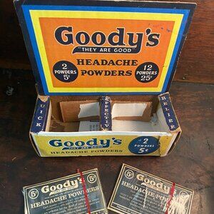 Goody's Headache Powders vintage advertising display and 2 complete packages